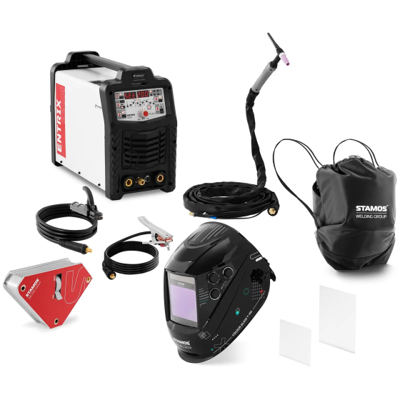 Welding set ALU welder - 200 A - Duty Cycle 80% - Welding helmet Color Glass Y-100 - Welding magnet Gazimağusa