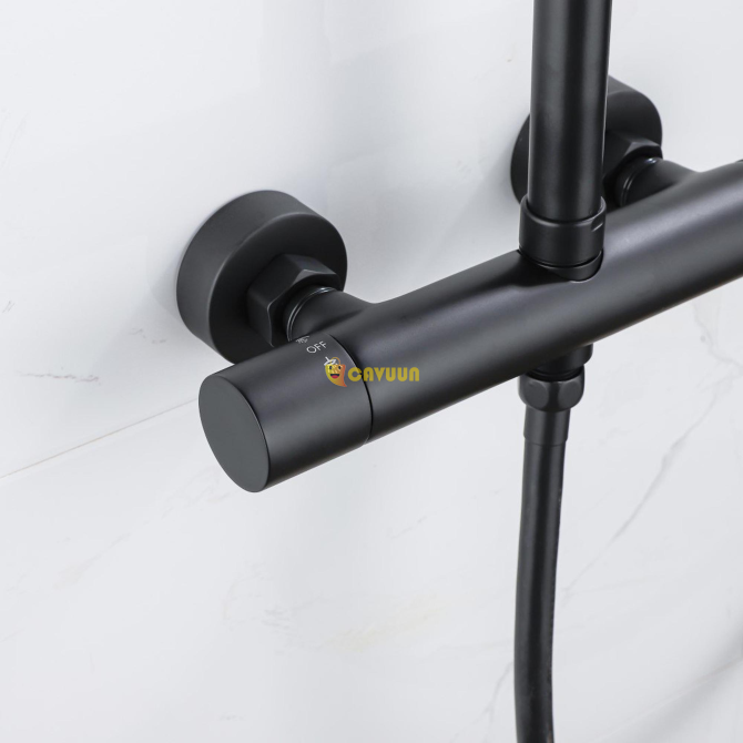 Fortifura Calvi Thermostatic Rain Shower Set - 25cm - Round Head Shower-Rod Hand Shower-Matt Black Gazimağusa - photo 5