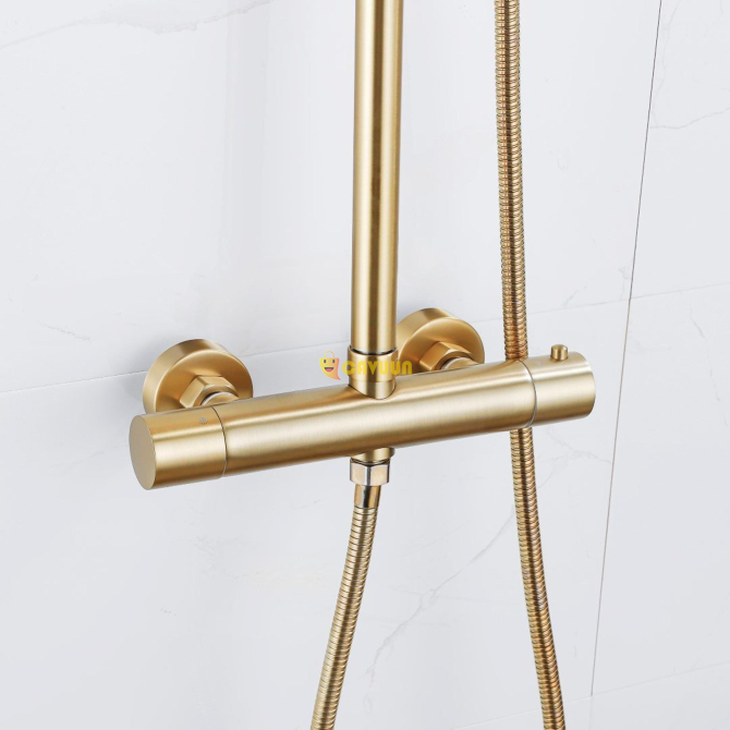 Fortifura Calvi Rain shower set - thermostatic-main shower 25cm-round hand shower-brushed brass PVD Gazimağusa - photo 3