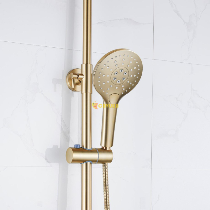 Fortifura Calvi Rain shower set - thermostatic-main shower 25cm-round hand shower-brushed brass PVD Gazimağusa - photo 4