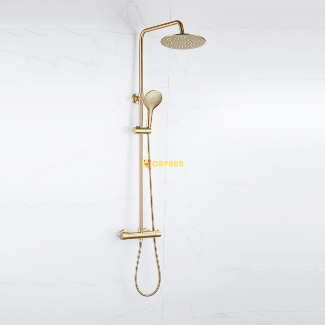 Fortifura Calvi Rain shower set - thermostatic-main shower 25cm-round hand shower-brushed brass PVD Gazimağusa - photo 1