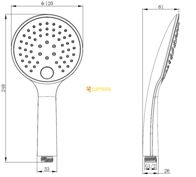 Fortifura Calvi Rain shower set - thermostatic-main shower 25cm-round hand shower-brushed brass PVD Gazimağusa - photo 6