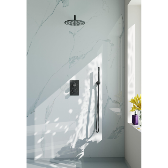 Fortifura Calvi Built-in Rain Shower Set - thermostatic - wall arm-25cm main shower-rod hand shower Gazimağusa