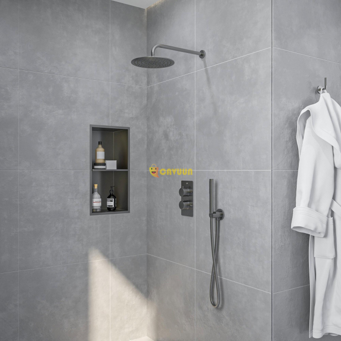 Fortifura Calvi Built-in Rain Shower Set - thermostatic - wall arm-25cm main shower-rod hand shower Gazimağusa - photo 3