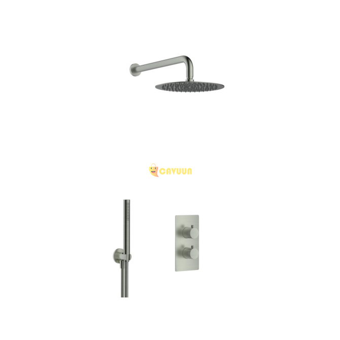 Fortifura Calvi Built-in Rain Shower Set - thermostatic - wall arm-25cm main shower-rod hand shower Gazimağusa - photo 2