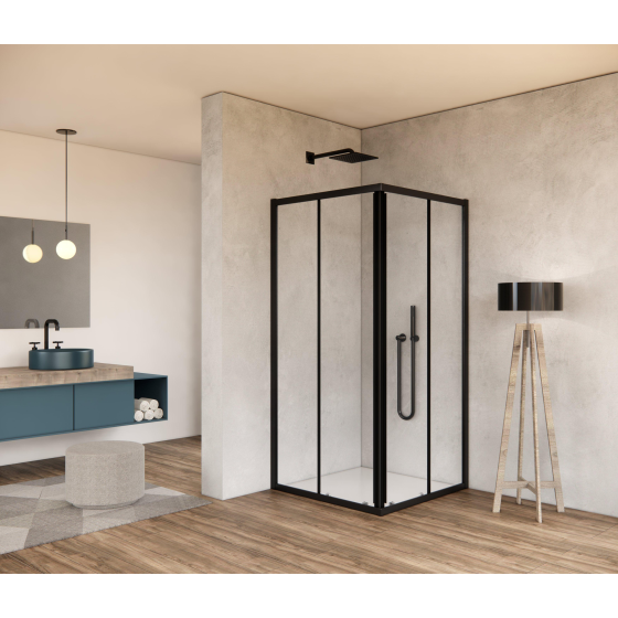 Saniclass Kay Shower cabin - 90x90x185cm - square - clear glass - profile - matt black Gazimağusa