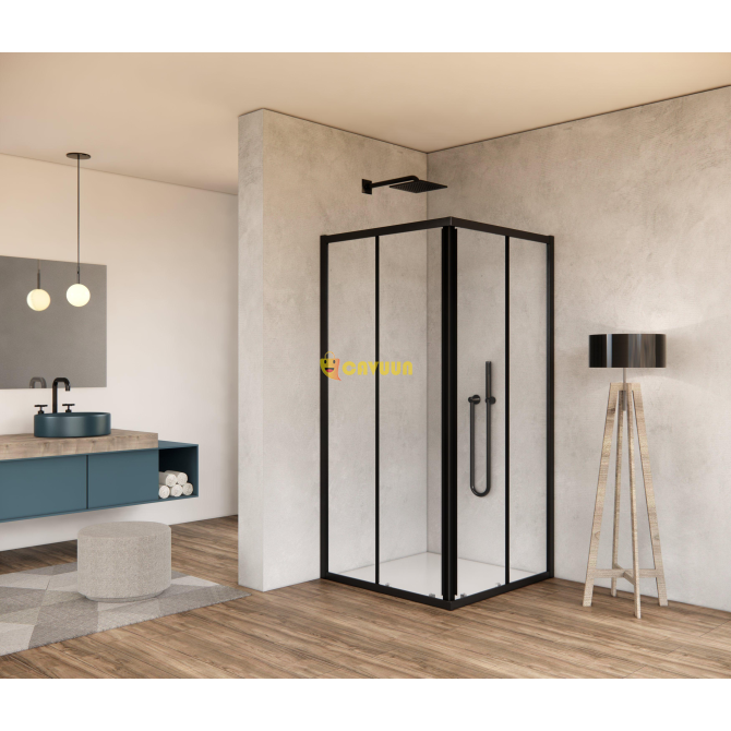 Saniclass Kay Shower cabin - 90x90x185cm - square - clear glass - profile - matt black Gazimağusa - photo 1