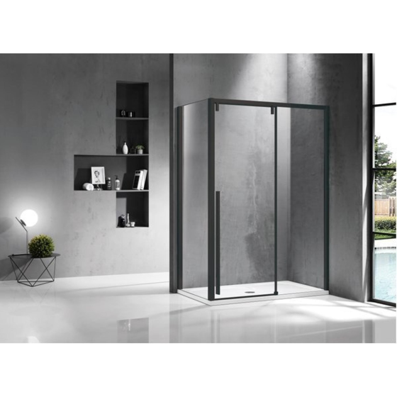 Saniclass Neptune shower cabin 120x90cm with sliding door 8mm safety glass with anti-limescale black Gazimağusa