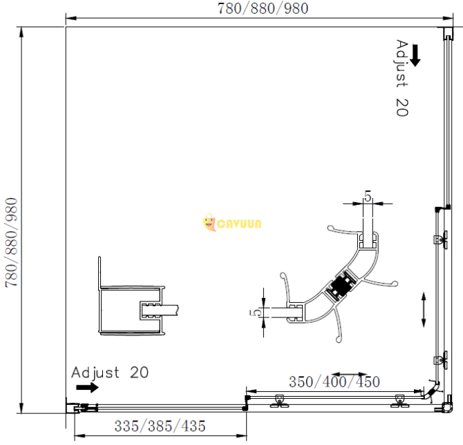 Saniclass Kay Shower cabin - 90x90x185cm - square - chrome profile - clear glass Gazimağusa - photo 7