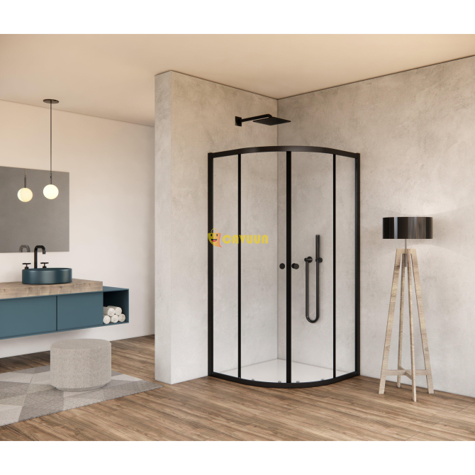 Saniclass Kay Shower cabin - 90x90x185cm - quarter round - clear glass - profile - matt black Gazimağusa - photo 1