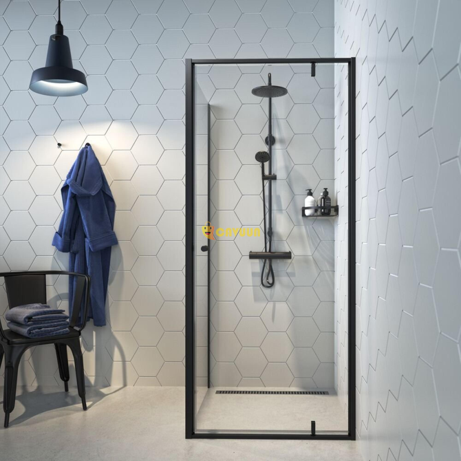 Sealskin Contour revolving door with side wall 90x90 cm, 200 cm high, black, 6 mm clear safety glass Gazimağusa - photo 2