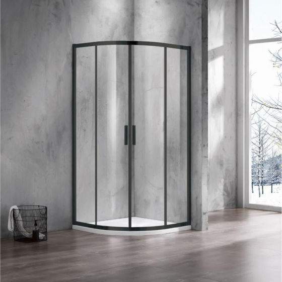 Saniclass Casus Shower cabin - 100x100x200cm - quarter round - clear glass - profile - matt black Gazimağusa