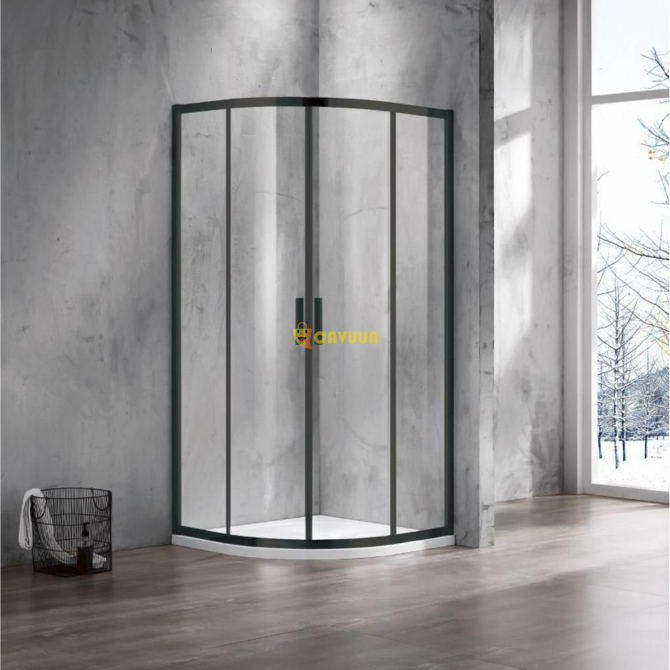 Saniclass Casus Shower cabin - 100x100x200cm - quarter round - clear glass - profile - matt black Gazimağusa - photo 1