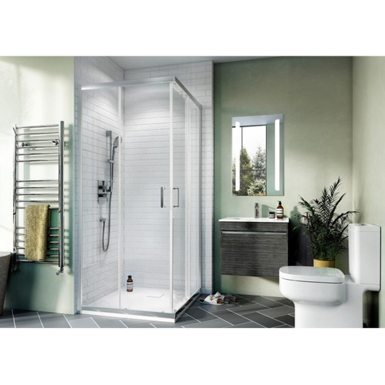 Crosswater Kai shower cabin 75x75x190cm with 2 sliding doors 6mm clear safety glass aluminum silver Gazimağusa