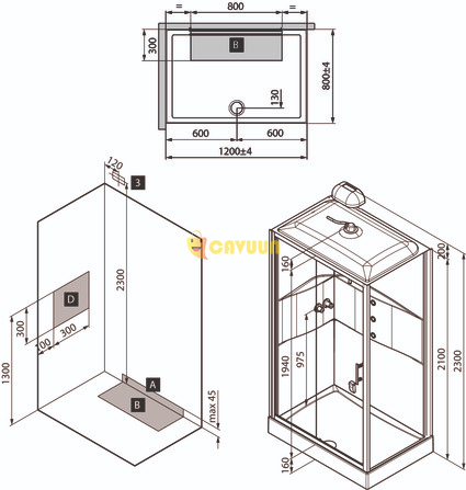 Nemo Spring Lilou Hamam shower cubicle – 120x80cm – Hydro + steam – reversible – with built-in tap Gazimağusa - photo 2