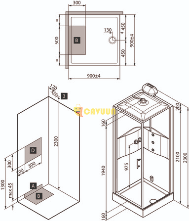 Nemo Spring Lilou Hamam shower cubicle – 90x90cm – Hydro + steam – reversible – with built-in tap Gazimağusa - photo 2