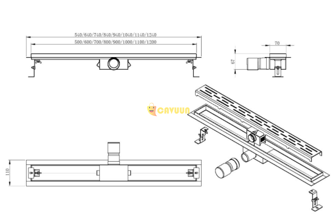 Fortifura Galeria shower channel 80cm with tile grid with floor flange stainless steel Gazimağusa - photo 7