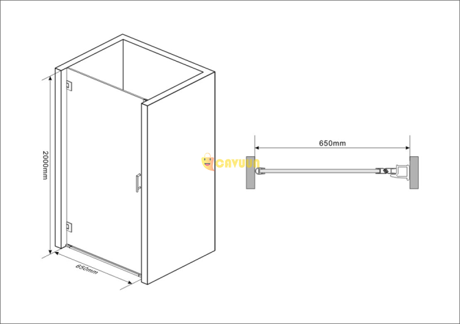 Saniclass Neptune 5000 Душевая дверь - 95x200см - безпрофильное безопасное стекло-антиизвестковый налет-матовый черный Gazimağusa - изображение 7