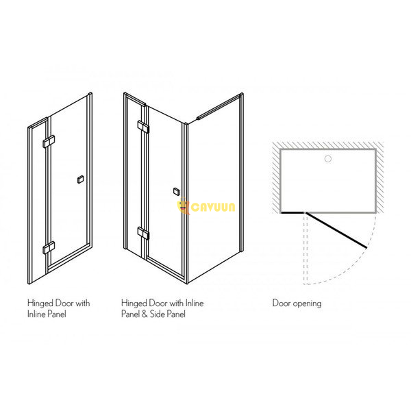 Crosswater Design New revolving door with fixed panel 100x195cm silver profile clear glass Gazimağusa - photo 6