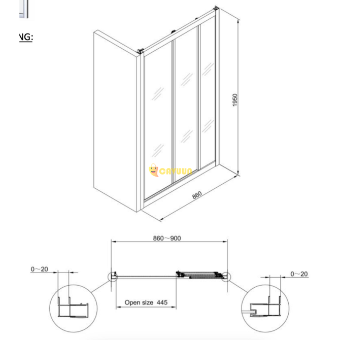 Nemo Start Profi sliding door - 86x195cm - installation size 86-90cm - clear safety glass 5mm Gazimağusa - photo 2