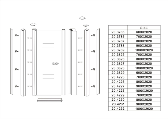 Wiesbaden Between Niche door 900 x 2000 x 8 mm nano helder glass/chrome Gazimağusa