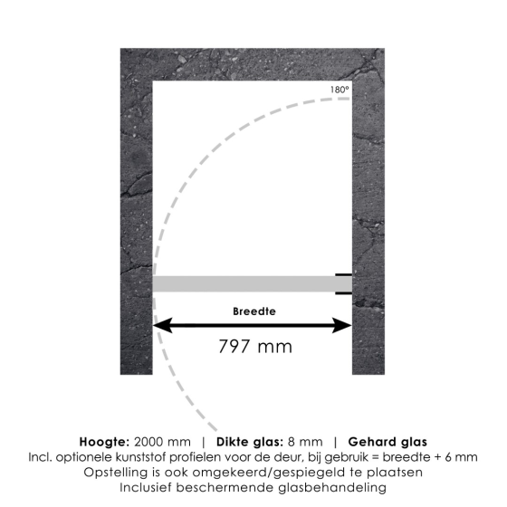 Brauer Create Niche door - 80x200cm - profileless - anti-limescale - 8mm safety glass - Brushed gold Gazimağusa