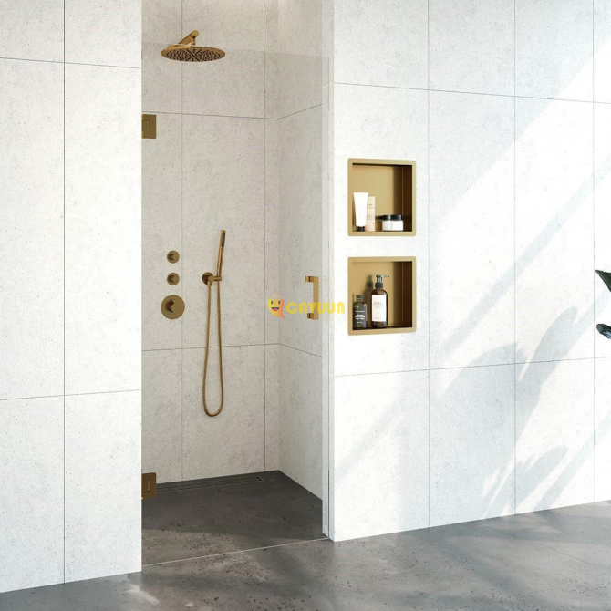 Brauer Create Niche door - 80x200cm - profileless - anti-limescale - 8mm safety glass - Brushed gold Gazimağusa - photo 1