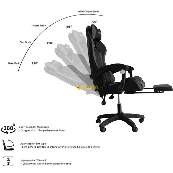 Fashcolle Dynamic Grey Massage Gaming Chair Grey Istanbul - photo 5