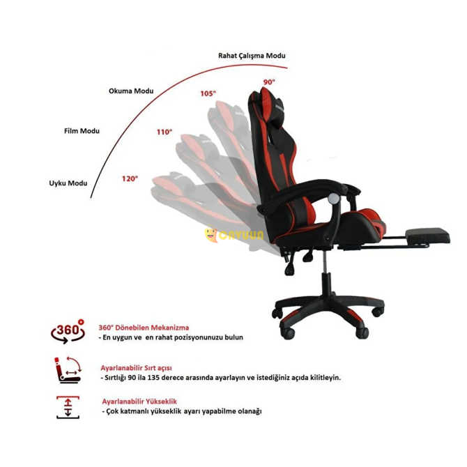 Fashcolle Red Star Illuminated - Massage Feature Gaming Chair Red-black Red Istanbul - photo 4