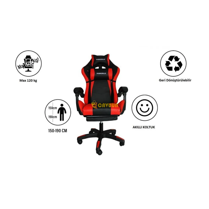 Fashcolle Red Star Illuminated - Massage Feature Gaming Chair Red-black Red Istanbul - photo 2