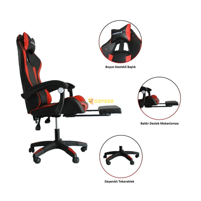 Fashcolle Red Star Illuminated - Massage Feature Gaming Chair Red-black Red Istanbul - photo 3