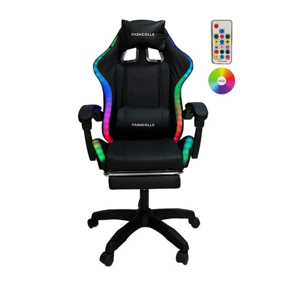 Fashcolle Black Star Illuminated - Massage Feature Gaming Chair Black Black Istanbul