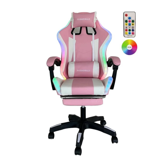 Fashcolle Pink Star Lighted - Massage Feature Gaming Chair Pink-white Pink Стамбул