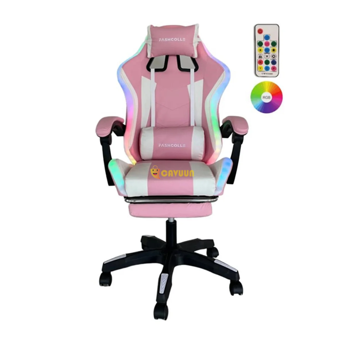 Fashcolle Pink Star Lighted - Massage Feature Gaming Chair Pink-white Pink Istanbul - photo 1