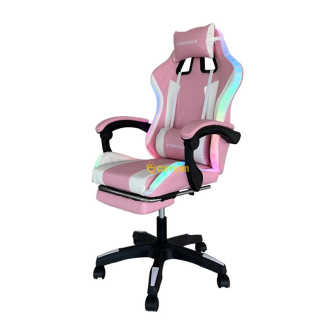 Fashcolle Pink Star Lighted - Massage Feature Gaming Chair Pink-white Pink Istanbul - photo 2