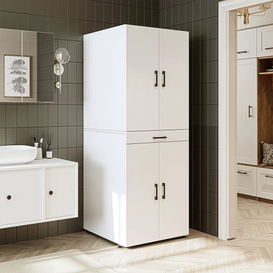 Roomart Bathroom Cabinet with Cover Washing Machine and Dryer Cabinet 70x185 Cm White Istanbul