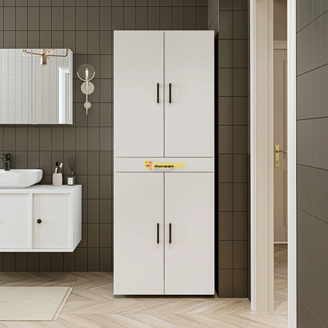 Roomart Bathroom Cabinet with Cover Washing Machine and Dryer Cabinet 70x185 Cm White Istanbul - photo 3