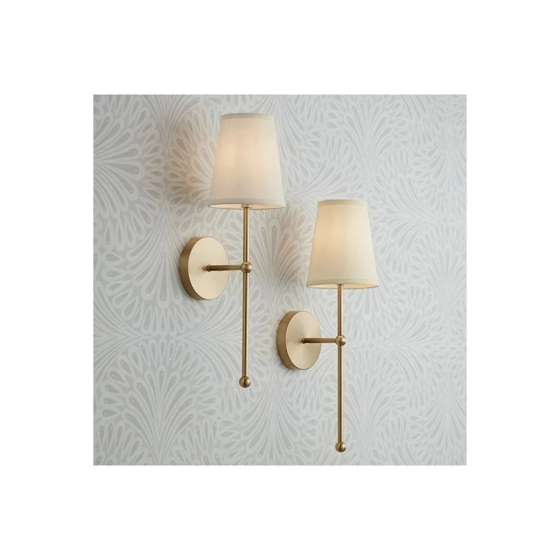 Burenze Modern Design 1 Piece Wall Led Battery-Operated Wall Sconce Plug and Play Antique Gold Cream Istanbul