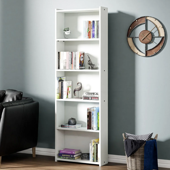 Ceramical Kts2 Modern Bookcase 5 Shelves 60x180 cm White Istanbul