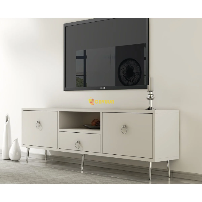 Cantek Design Droop TV Unit 2 Doors, Shelves and Drawers White-Silver Istanbul - photo 7