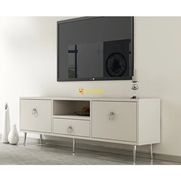 Cantek Design Droop TV Unit 2 Doors, Shelves and Drawers White-Silver Istanbul - photo 2