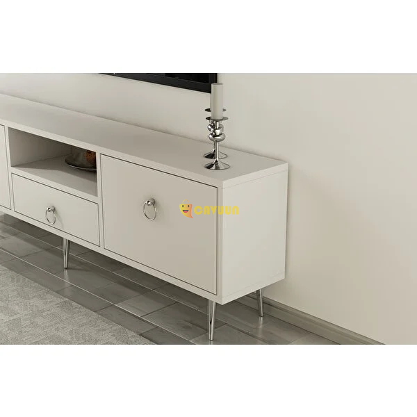 Cantek Design Droop TV Unit 2 Doors, Shelves and Drawers White-Silver Istanbul - photo 3