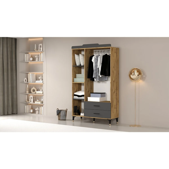 Woolart Mudo 3 Door Cabinet - Drawers - Luxury - Mirrored - High Feet - Shelves Istanbul