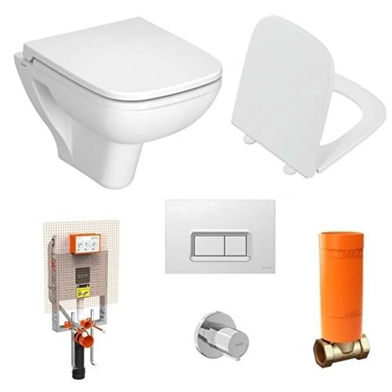 VitrA Vitra S20 Square Wall-Hung WC 48cm + S20 WC Seat + Vitra Concealed Cistern Set Istanbul