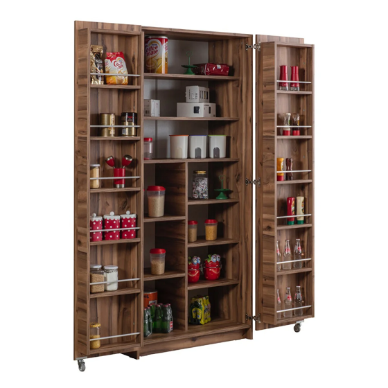 Eymense Demre Food Cabinet 2 Doors 200 Cm Multi-Purpose Pantry Walnut Istanbul