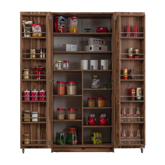 Eymense Demre Food Cabinet 2 Doors 200 Cm Multi-Purpose Pantry Walnut Istanbul