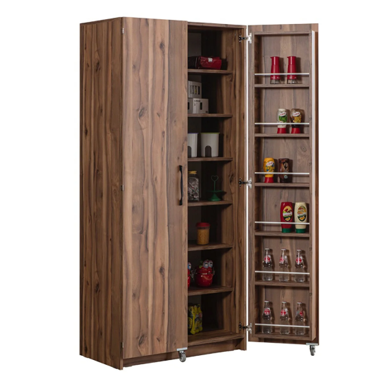 Eymense Demre Food Cabinet 2 Doors 200 Cm Multi-Purpose Pantry Walnut Istanbul