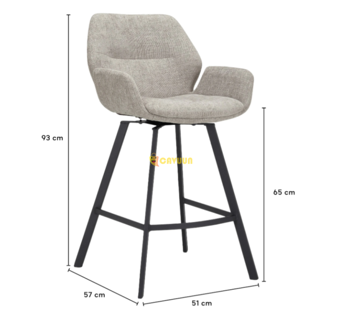 Moos Billy Bar Stool Swivel - Polyester - Greige Gazimağusa - photo 6