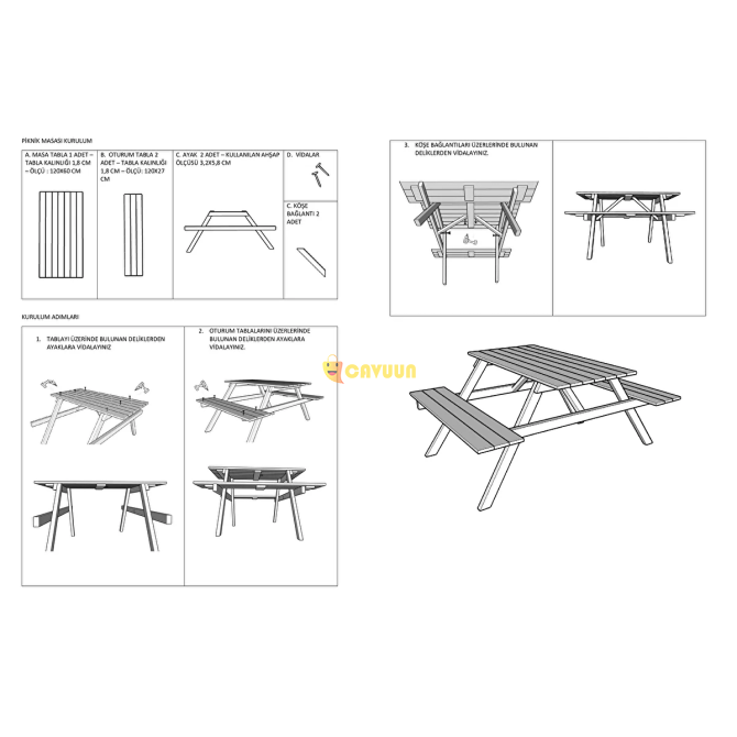 Деревянный садовый стол для пикника Pinoxi Forester Table Стамбул - изображение 4