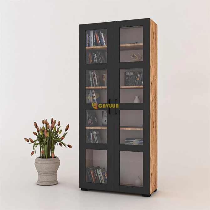 Dekorex Ktp211-c-anthracite Glass Covered 6 Shelf Bookcase Istanbul - photo 2